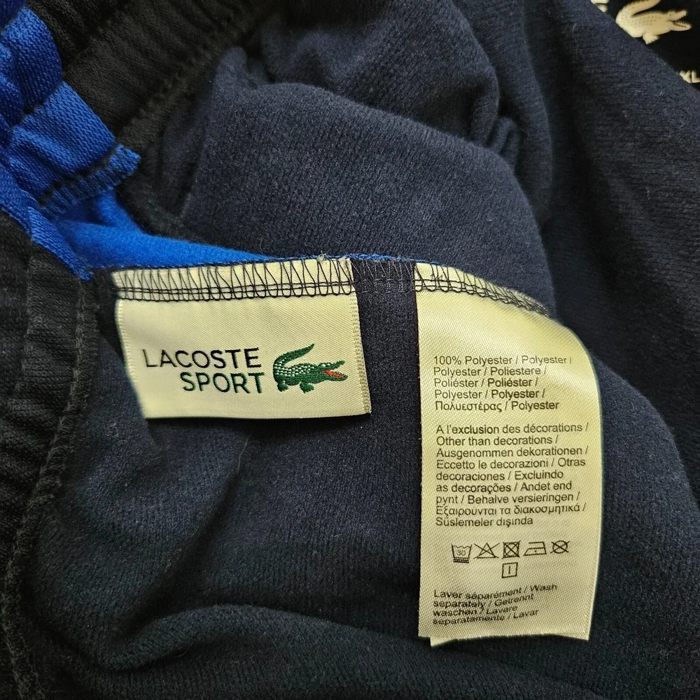 Lacoste Sport Mens Track Pants Navy Blue Royal‎ Stripe Joggers 2XL Drawstring